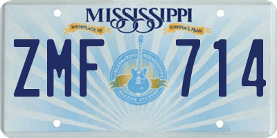 MS license plate ZMF714
