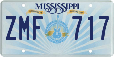 MS license plate ZMF717