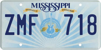 MS license plate ZMF718