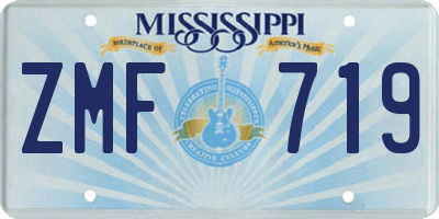MS license plate ZMF719