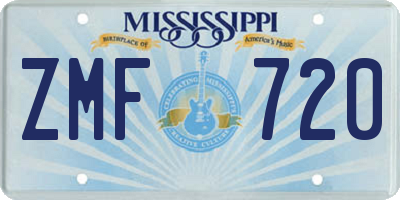 MS license plate ZMF720