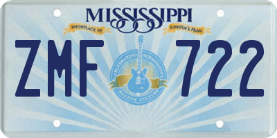 MS license plate ZMF722