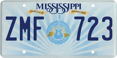 MS license plate ZMF723
