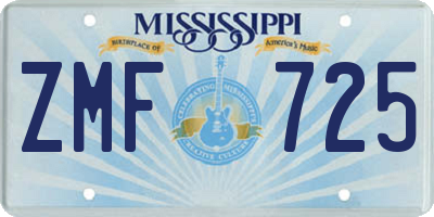 MS license plate ZMF725
