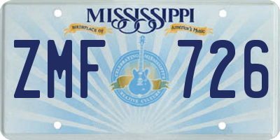 MS license plate ZMF726