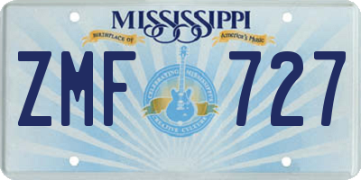 MS license plate ZMF727