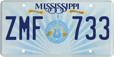 MS license plate ZMF733