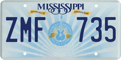 MS license plate ZMF735