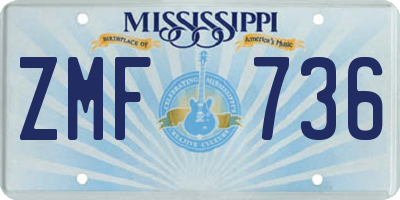 MS license plate ZMF736