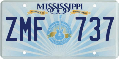 MS license plate ZMF737