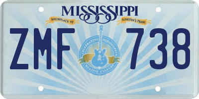 MS license plate ZMF738