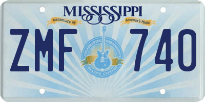 MS license plate ZMF740