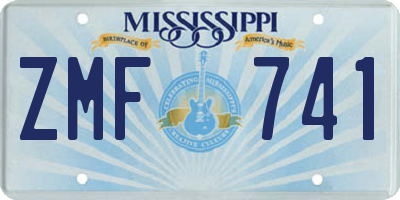MS license plate ZMF741