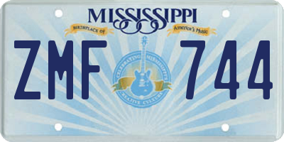 MS license plate ZMF744