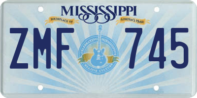 MS license plate ZMF745