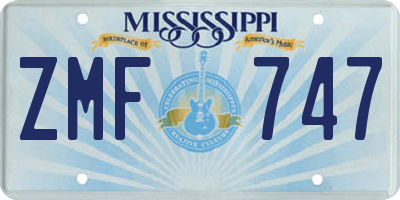 MS license plate ZMF747