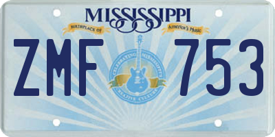 MS license plate ZMF753