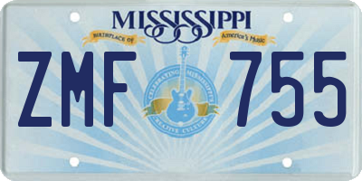 MS license plate ZMF755