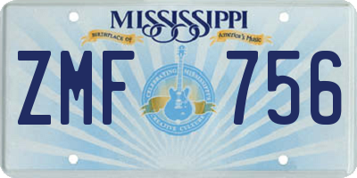 MS license plate ZMF756