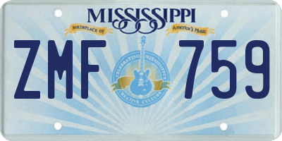 MS license plate ZMF759