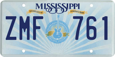 MS license plate ZMF761