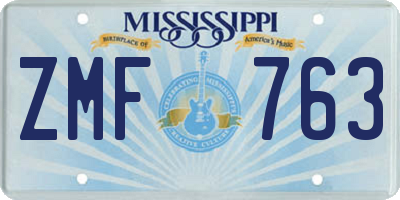 MS license plate ZMF763
