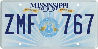 MS license plate ZMF767