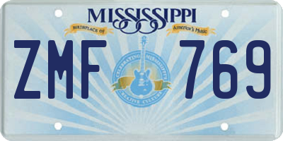 MS license plate ZMF769