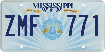 MS license plate ZMF771