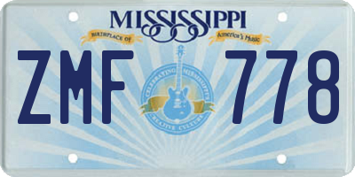 MS license plate ZMF778