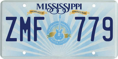 MS license plate ZMF779