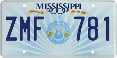 MS license plate ZMF781