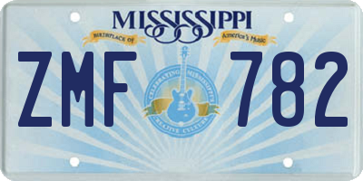 MS license plate ZMF782