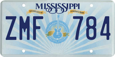 MS license plate ZMF784