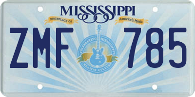 MS license plate ZMF785
