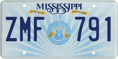 MS license plate ZMF791