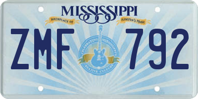 MS license plate ZMF792