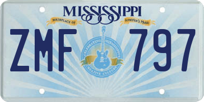 MS license plate ZMF797