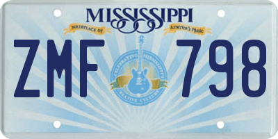 MS license plate ZMF798