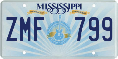 MS license plate ZMF799