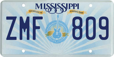 MS license plate ZMF809