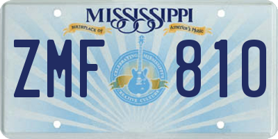 MS license plate ZMF810