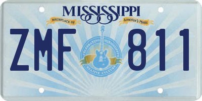 MS license plate ZMF811