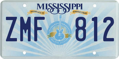 MS license plate ZMF812
