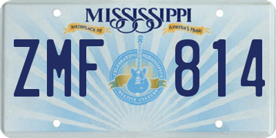 MS license plate ZMF814