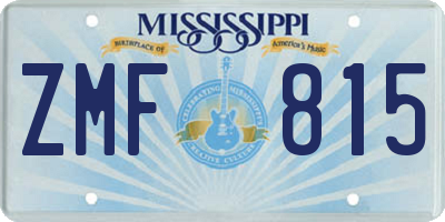MS license plate ZMF815