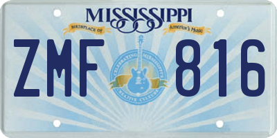 MS license plate ZMF816