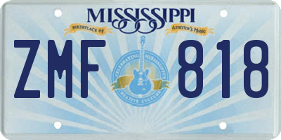 MS license plate ZMF818