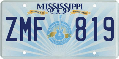 MS license plate ZMF819
