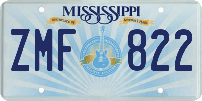 MS license plate ZMF822